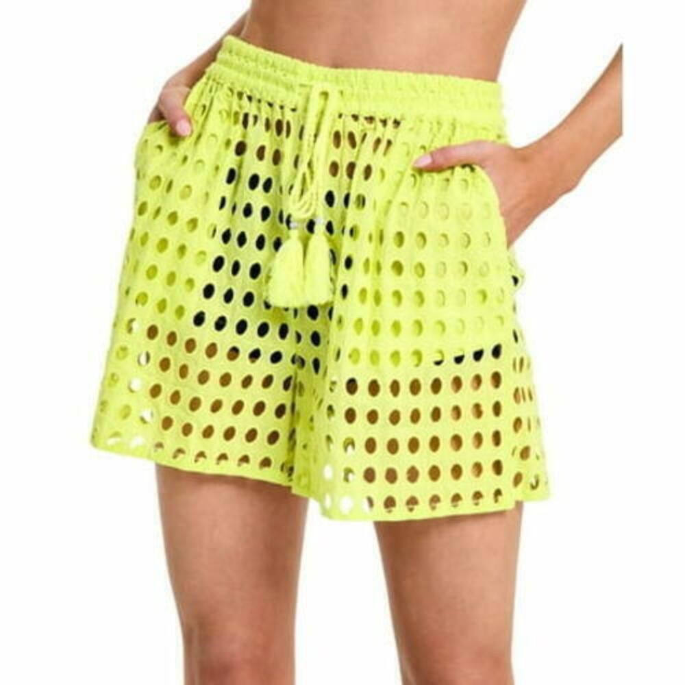 Dotti Women's Green Dot Cover Up Drawstring Cover-Up Shorts S NWT